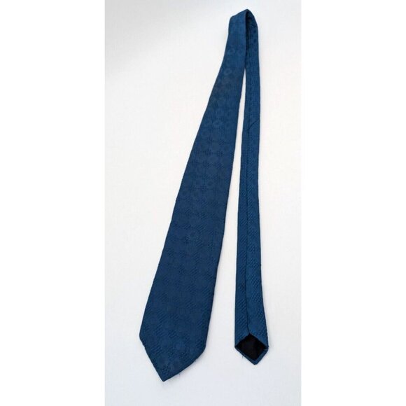 Vintage 60s 70s Men's Tie Guardsman Blue Textured Polyester Necktie - Picture 4 of 12